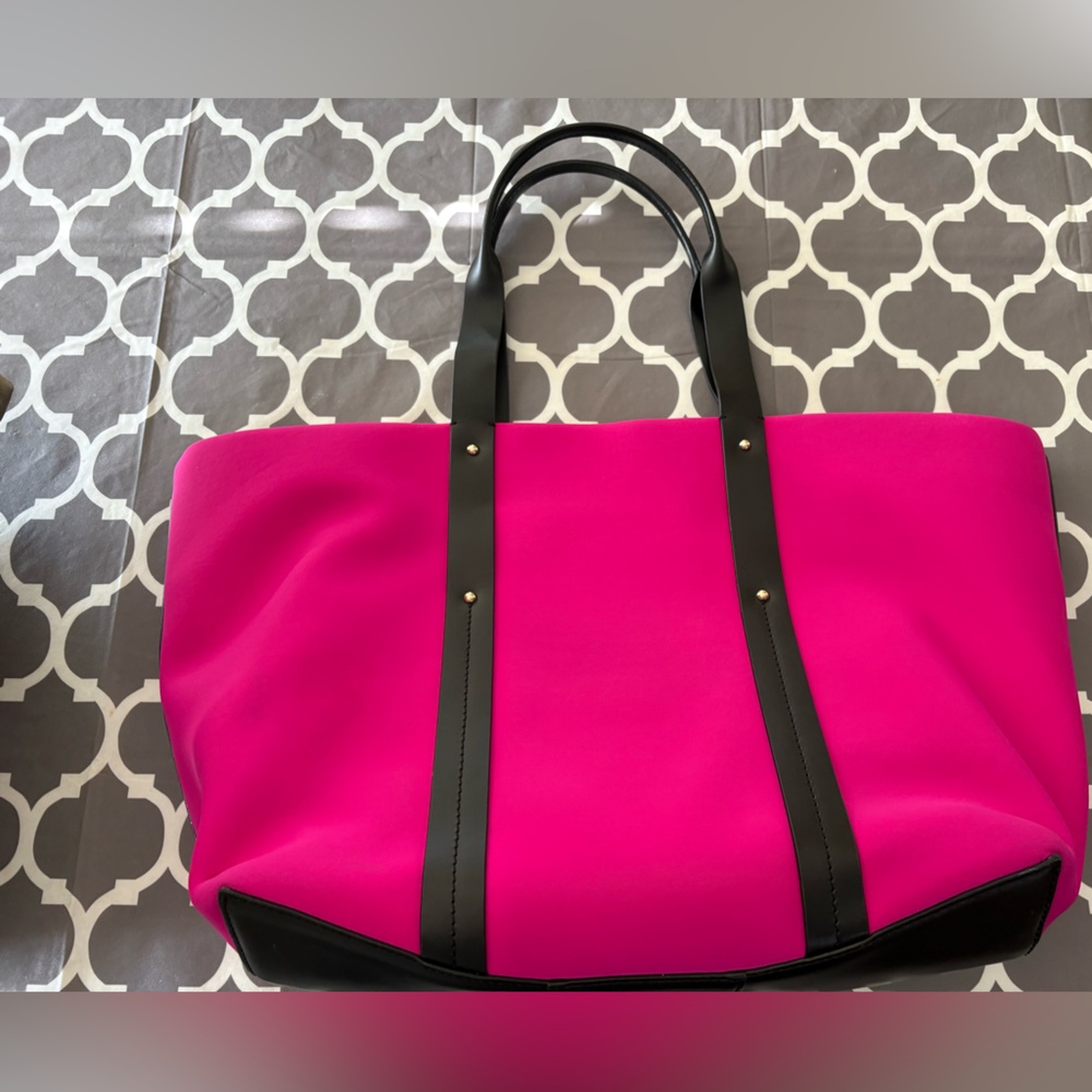 KATE SPADE Fuchsia Neoprene with Black leather trim large Tote - Picture 5 of 11